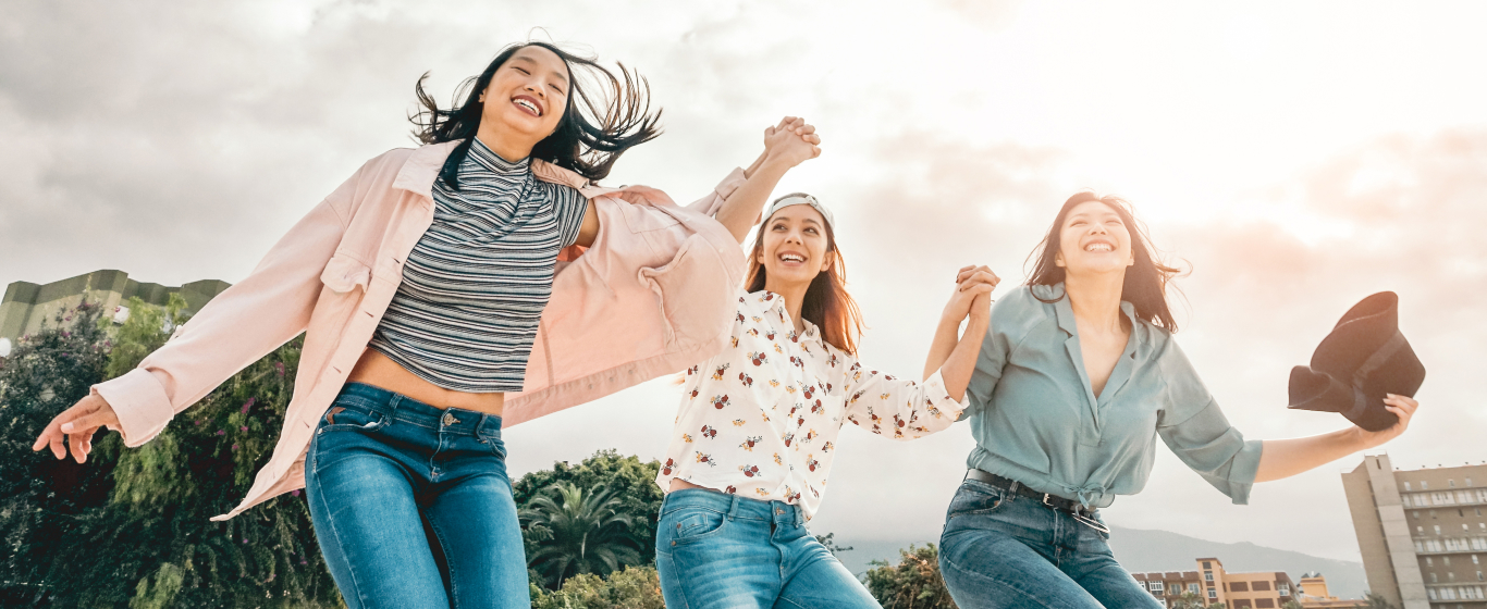 Girls dancing happily